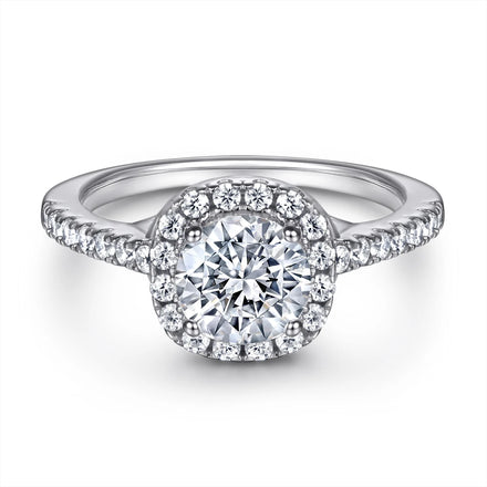 Classic Promise Rings Round Cut 7.5mm Prong Setting Tarnish Free Jewelry Wedding Ring Finger for Female