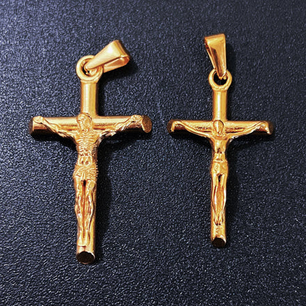 18k Gold Plated Waterproof Cross Men Teen Boys Jewelry Stainless Steel Jesus Cross Crucifix Pendant for Necklace