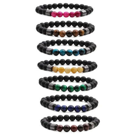Fashion Men Women 8mm Tiger Eye Matte Natural Stone Beads Bracelet Elastic Natural Stone Bracelet