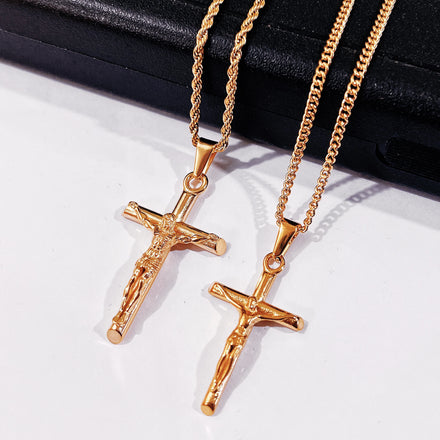 Simple Fashion Cross Chain Necklace for Women Men Luxury Ladies Gold Jewelry Pendant Necklaces Crucifix Christian Ornament Gifts