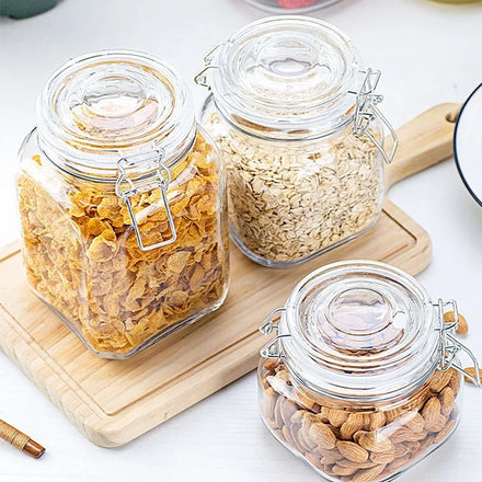 2024 Wholesale High Quality Square Glass Spice Jars with Airtight Lids Custom Logo Kitchen Food Storage Container for Parties