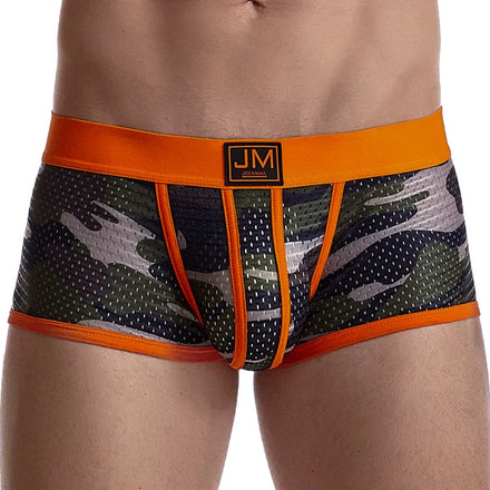 For Brand Fashion Men's Underwear Mesh Fabric Low-Rise Knitted Boxer Briefs Male Sports Shorts Breathable Bikini Summer