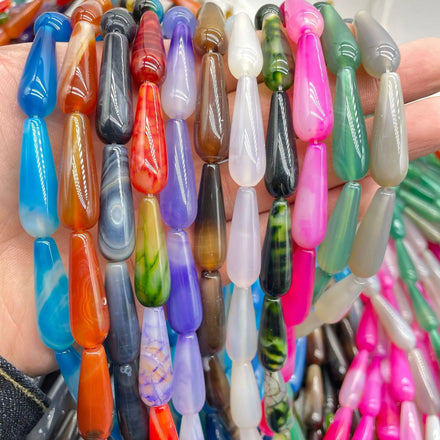 Wholesale10*30mm Agate Jade Smooth Gemstone Drop Bead Wholesale Natural Agate Crystals Healing Stones Jewelry Beads