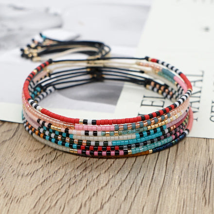 Go2BoHo Miyuki Children's Bohemian Glass Cuff Bracelets Fashion Jewelry Long 28cm Handmade Woven Beaded Anniversary