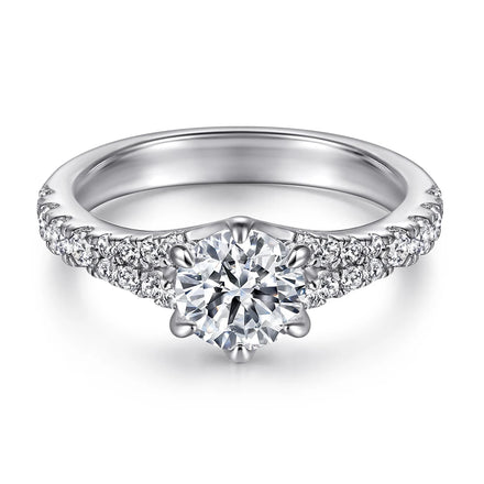 Classic Micro Setting Round Cut Prong Setting Non Fading Real Silver Engagement Wedding Rings