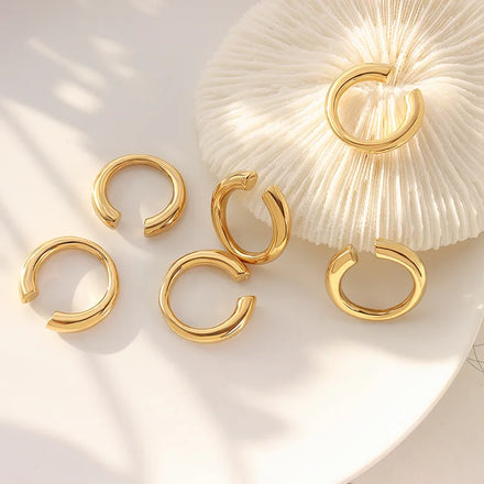 Minimalist Rings Non Tarnish Free Waterproof Jewelry 18k Gold Plated Open Ring Stainless Steel High End Jewelry Rings Jewelry