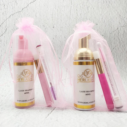 Hot Selling Private Label Natural Vegan Eyelash Extension Foam Cleanser Bottle Kit Pink Lash Shampoo Bottle