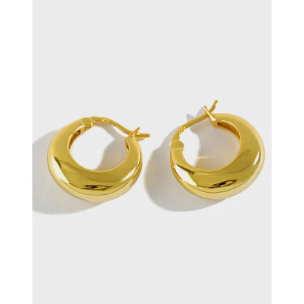 925 Sterling Silver U Shape Hoop Earring Geometric Circle Round Earrings Women 18K Gold Plated Earrings Wholesale