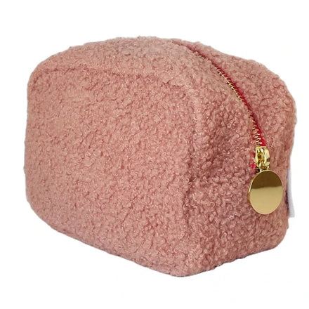 2025 Terry Cloth Teddy Soft Fabric Travel Makeup Bag Terry Towel Cosmetic Bag Velvet for Women