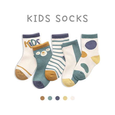 2022 New Design Cartoon Illustration Socks Children's Middle Tube Warm Cotton Socks