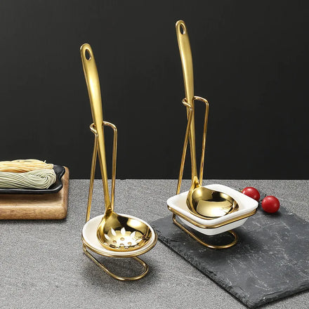 5 Star Luxury Restaurant Buffet Serving Set Stainless Steel Standing Soup Warmer Station Ceramic Soup Tureen Ladle Golden