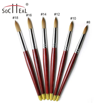 Custom Logo Red Wood Handle Gold Tail Different Sizes 100% Kolinsky Sable Acrylic Nail Brush Round Head
