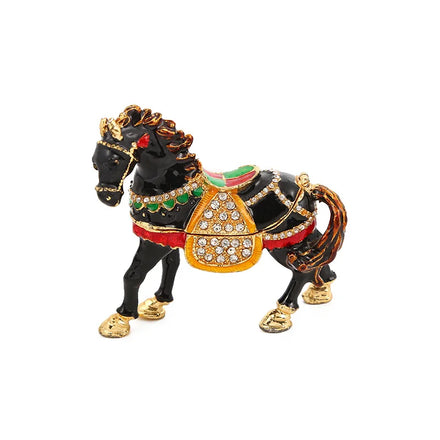 Home Decoration Horse Enamel Crafts Trinket Jewelry Crystal Metal Alloy Box Lunar New Year Horse Gifts