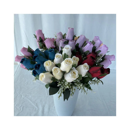 Centerpiece Flower Fakeflowers Decoration Roses Artificial Flowers 9 Head Flannelette Rose Bud