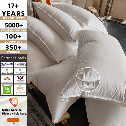 Luxury Down Sleeping Comfortable Fluffy Soft Double Layer Customized Bed Sleep Pillow