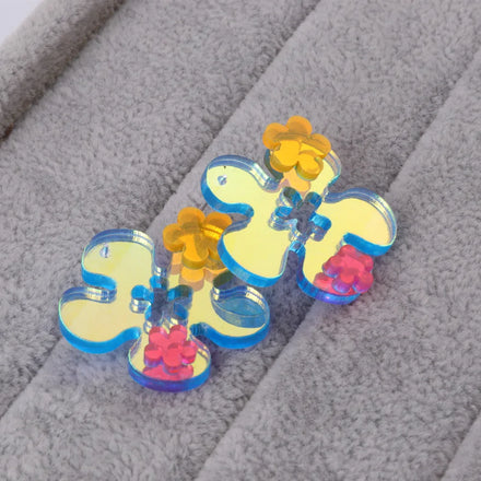 New Earrings Fashion Temperament Laser Ab Colorful Earrings Stud Personality Super Flash Retro Mini Flower Dazzling Acrylic FS