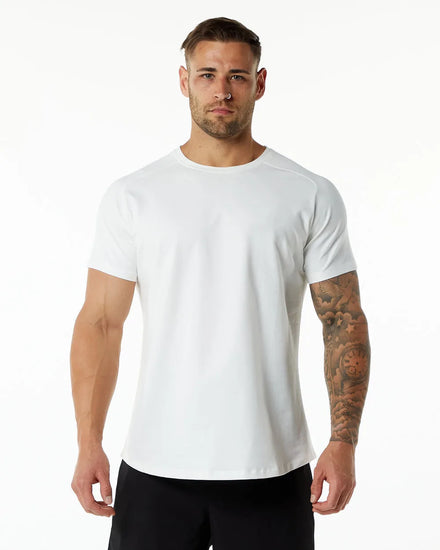 Men's Cotton Spandex Gym Active T-shirt Muscle Fit Quick Dry Workut Shirts Sports Athletic Custom T Shirts
