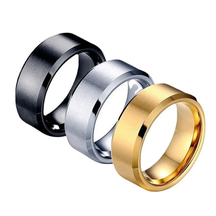 Wholesale Frosted Solid Color Chunky Brushed Ring Minimalist Stainless Steel Frosted Rings for Men