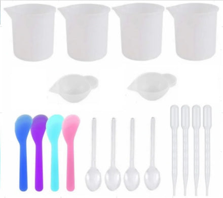 Hot Selling DIY Epoxy Resin Crystal Glue Dispensing Tool Set for Cake Decorating with Silicone Pad Measuring Cup Mixing Rod