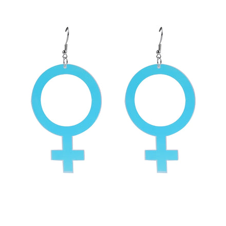 Laser Magic Color Acrylic Ab Colorful Earrings Men and Women Gender Symbol Earrings
