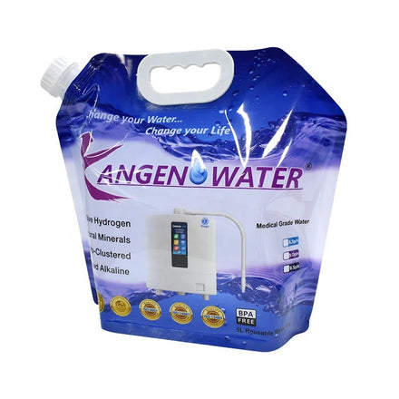 Hiking Camping 5 Liter Portable Stand up Pouch Kangen Water Bags with K8 Machine & Big Handle