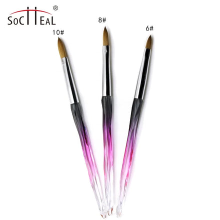 High Quality Hair Brushes 3D Nail Brushes Acrylic Handle Kolinsky Acrylic Nail Brush for Acrylic Application