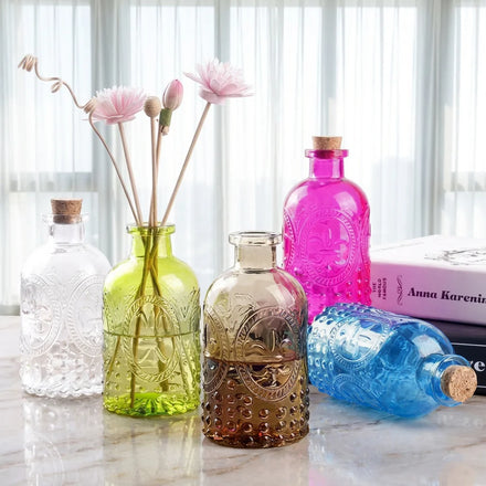 Empty Luxury Retro Glass Aromatherapy Diffuser Bottle 250ml with Stopper Screen Printing Custom Logo