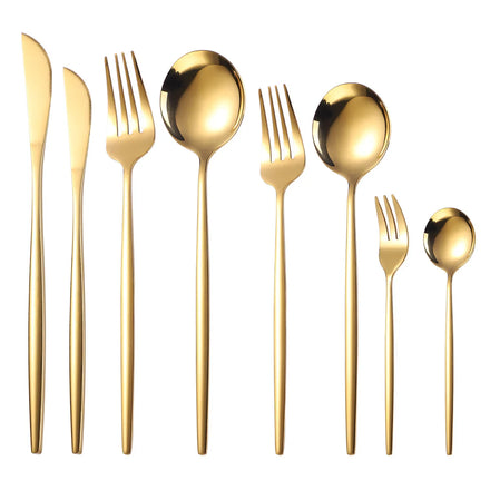 Wholesale Hot Sale Portuguese Stainless Steel Flatware Gold Cutlery Wedding Spoon and Fork Cutlery Set