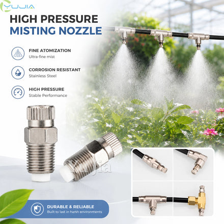 1/8 Brass High Pressure Atomization Nozzle for Humidification Cold Fog Fine Mist Disinfection & Cleaning in Hotels & Restaurants