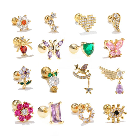 ZUOLA Modern 5A Zircon Earrings Metal Style 18K Gold Plated Titanium Piercing Posts Comfortable for Daily Wear