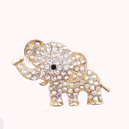 Wholesale Rhinestone Gold Plated Metal Animal Elephant Brooch Flat Back for Fashion Jewelry