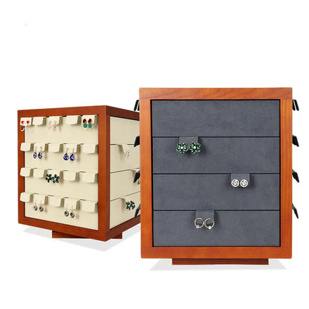 2022 New Solid Wood Earring Rack Jewelry Display Rack Earrings Pendant Rotating Jewelry Rack Home Storage Earring Holder