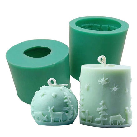 Christmas Tree Snowflake Aroma 7-Piece Eco-Friendly Food Contact Safe Silicone Molds for Candle Making Chocolate Cake Plaster