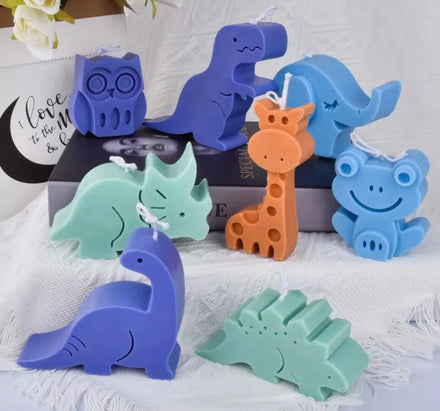 3D Animal Dinosaur Giraffe Elephant Shape Animal Candle Mold DIY Handmade Epoxy Resin Moldes De Silicon Para Jabon