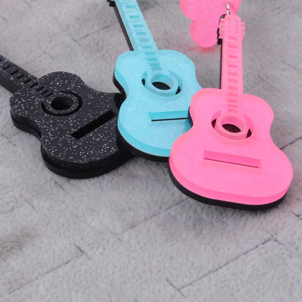 Personalized New Colorful Glitter Instrument Cute Pink Guitar Blue Heart Black Cool Music Custom Acrylic Long Drop Earrings
