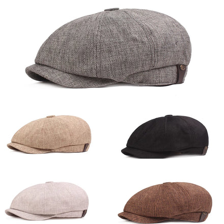 Fashion Vintage Men Hat Newsboy Flat Hats Herringbone Tweed Baker Boy Gatsby