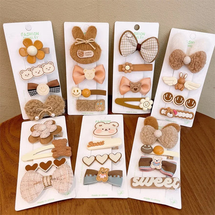 Children's Hair Clip Autumn Winter Cream Coffee Color Little Girl Back of the Head Hair Clip
