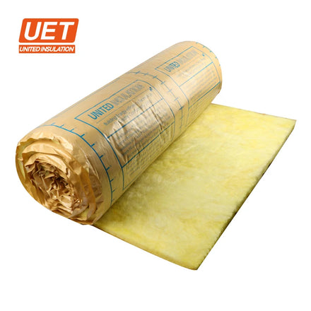 UET Kraft Paper Covered Glass Wool Roll or Blanket pyrex Glass Wool for Building Roof With A1 Fire Resistant