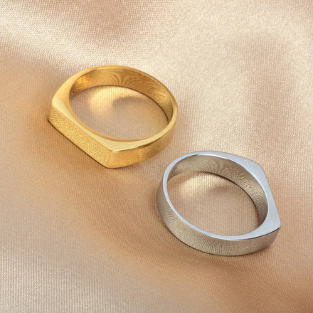 OAHLAN Wholesale Fashion Jewelry Simple Silver/Gold Plated Titanium Stainless Steel Ring for Unisex Men and Women Anniversaries