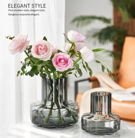 Dwax Home Rustic Glass Transparent Living Room Ins Wind Flower Arrangement Water Flowers High-end Sense Niche Light Luxury Vase