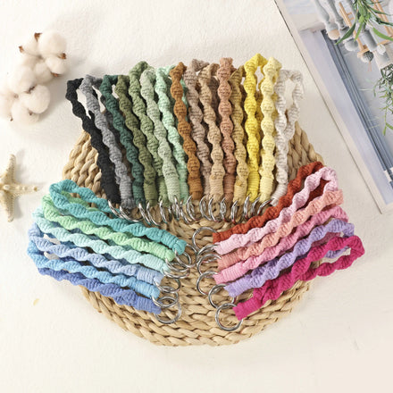 Hot Selling Macrame Boho Handmade Wristleat Bracelet Keychain Hand-woven Braided Lanyard Weave Holder Keychain for Women