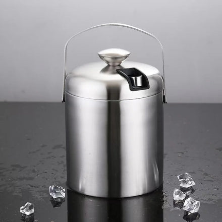 1.3L Double Insulated Eco-Friendly Mirror Polished Stainless Steel Ice Bucket Handle Bar Tools for Ice Cream Ice for