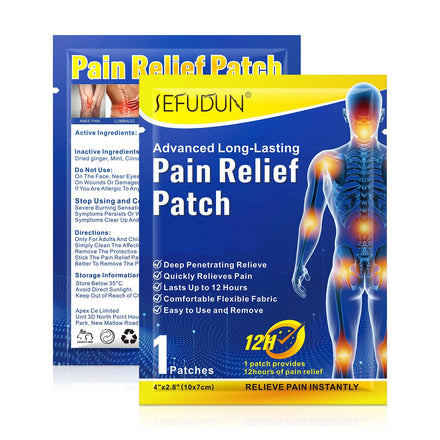 SEFUDUN Chinese Herbal 12 Hours Pain Relief Body Aches Instant Pain Relief Heat Patch