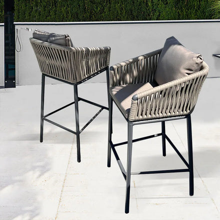 Hot Sales Cheap Rattan Bar Stool Cafe Bar Rope Weave Hotel Leisure Outdoor Bar Chairs
