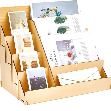 Tailai Wooden Greeting Card Display Stand Display Stand Vendors Postcard Organizer Display Racks Multipurpose Brochure Holder