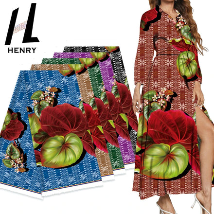 Factory Makes Stock  Various Colors Polyester Plants and Leaves Print Design Mumu Dress Fabrics by the Yard