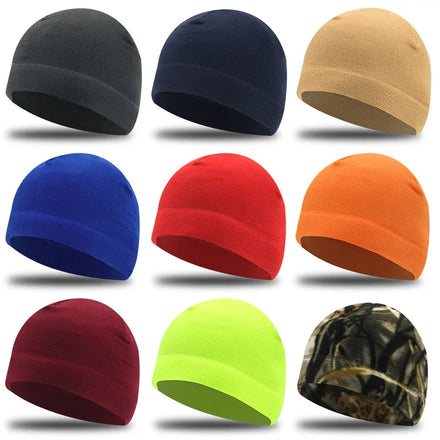 Wholesale Unisex Custom Logo Winter Outdoor Windproof Thermal Polar Fleece Common Skull Cap Beanie Mountaineering Running