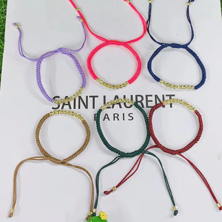 BM1112 Delicate Chic Tiny Little 18K Gold Twisted Round Bead Colorful Cord Macrame Bracelets for Women