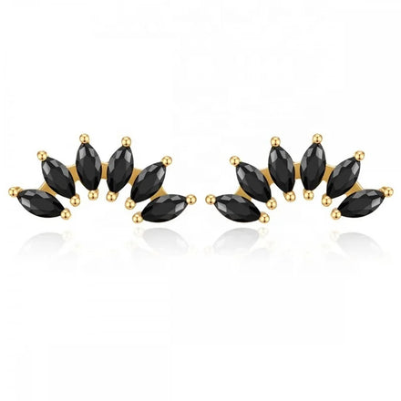Milskye Luxury Zircon Jewelry Set Sterling Silver Gold Plated Diamond Cluster Earrings for Wedding