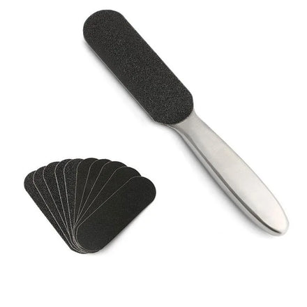 Stainless Steel Pedicure Kit Foot File with 12pcs Replacement Sandpaper Dead Skin Calluses Grinding